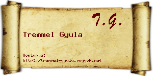 Tremmel Gyula névjegykártya